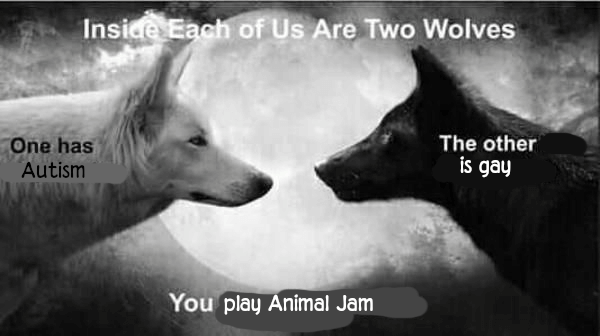 Inside of you are two wolves. One has autism. The other is gay. You play Animal Jam.