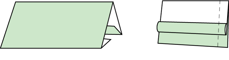 A diagram showing how to fold the waistband and how to sew the ends of the waistband.